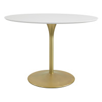 OSP Home Furnishings FLWT433-BP Flower Dining Table with White Top and Brass Base